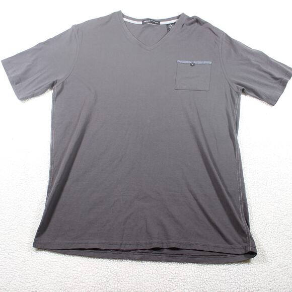 Michael Brandon V-Neck Pocket T-Shirt Gray 100% Cotton Men’s Large - Picture 1 of 4